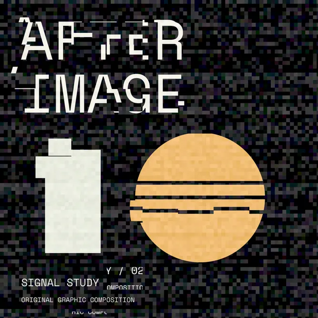 The displaced cover graphic with coarse, lightly colored noise visible across its dark background.