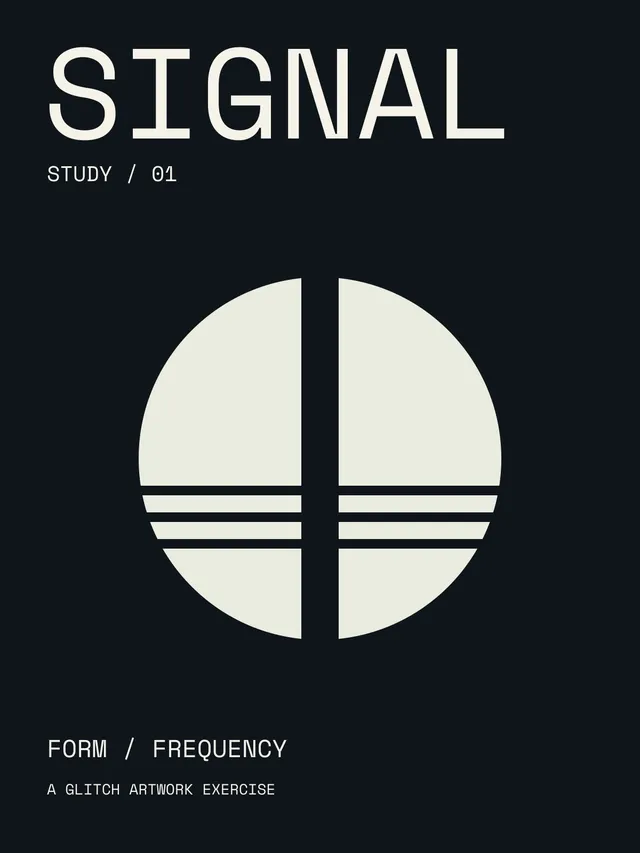 Untreated SIGNAL poster with a pale circle divided by a vertical line and three horizontal bars.